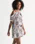 Flowers and Cats 2 Women's Open Shoulder A-Line Dress