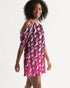 Pink To Black  Women's Open Shoulder A-Line Dress