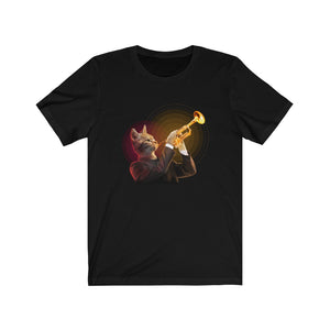 Trumpet Cat Unisex Tee - Meows in clouds - cool cat t shirts