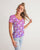 Purple Kimono Cat Women's V-Neck Tee - Meows in clouds - cool cat t shirts