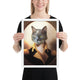 Personalized Painting Framed poster - Meows in clouds - cool cat t shirts